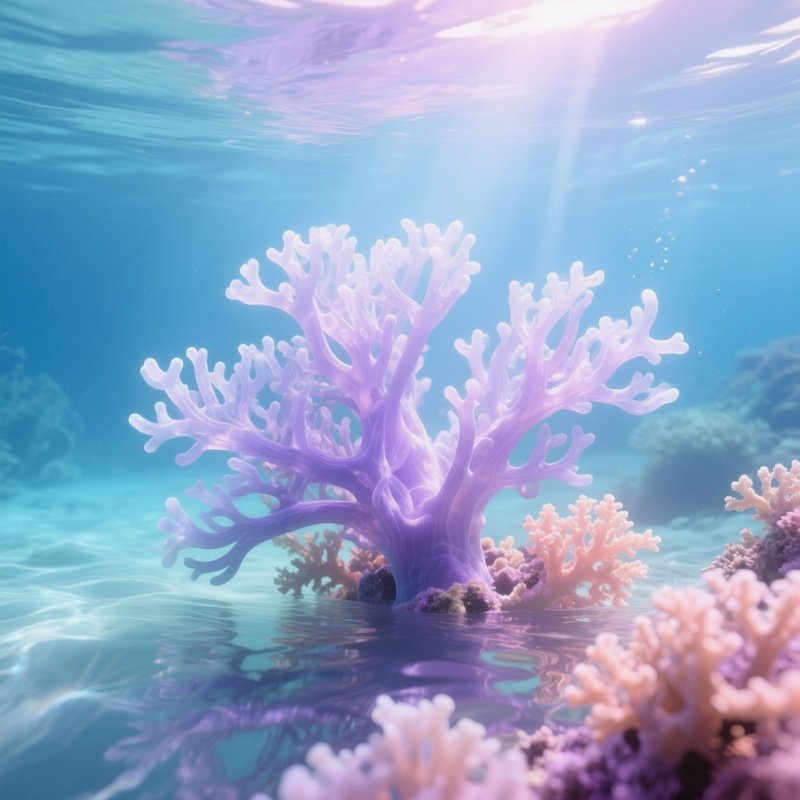 Deep Soft Coral Translucent Branching Limbs In Pastel Light