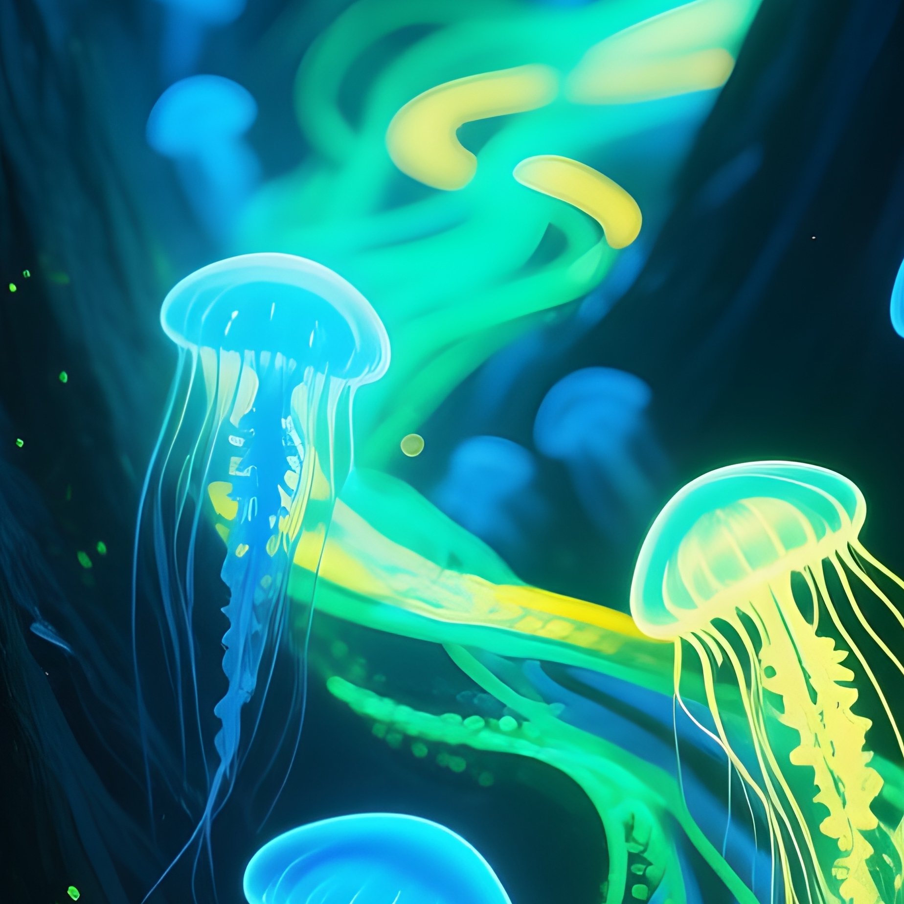 Deep Trench With Glowing Plankton Abstract Art - Full Resolution Quality Preview
