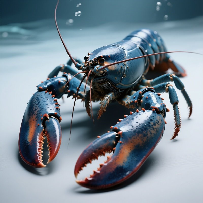 Deepwater Lobster – Muted Blue Armor And Thick Claws.