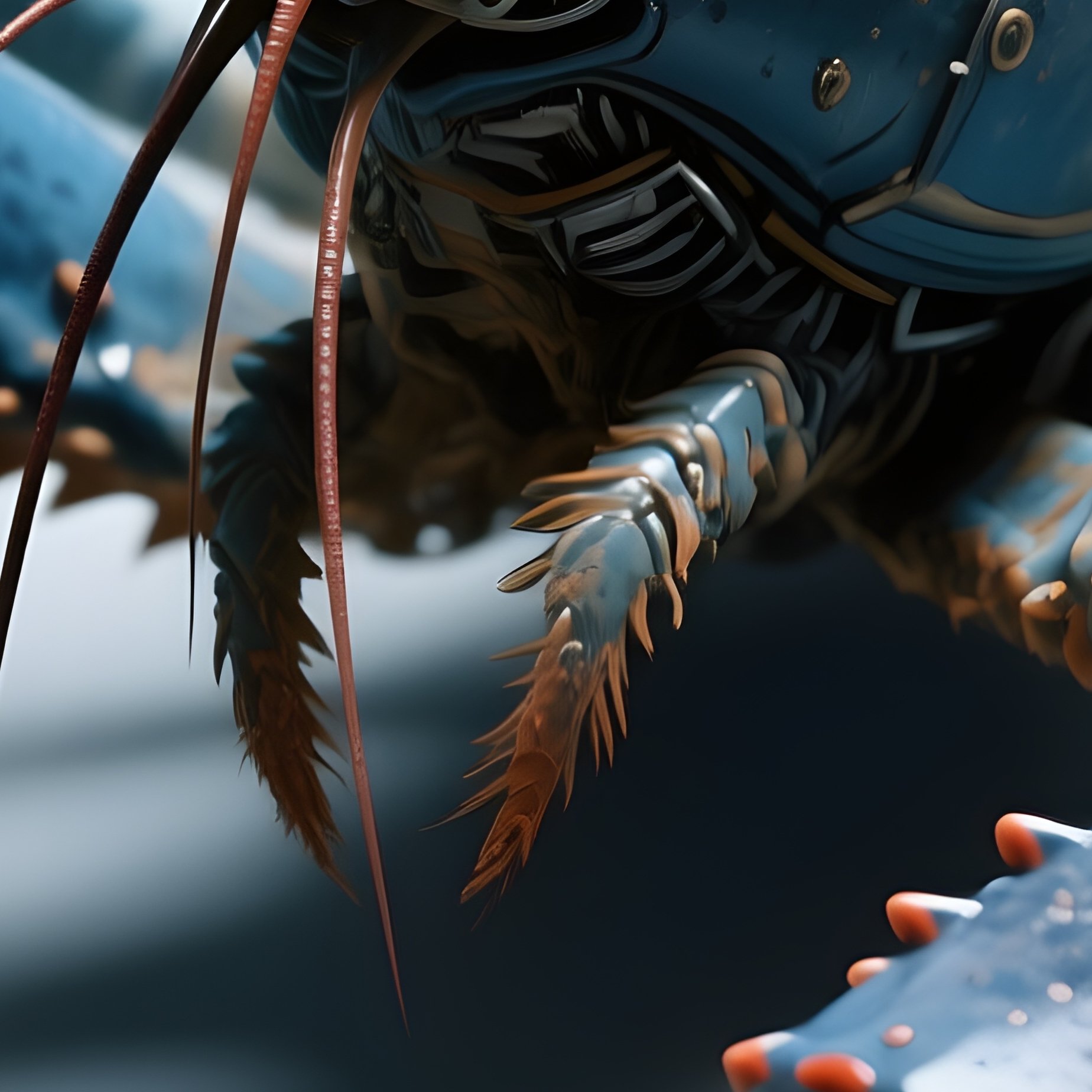 Deepwater Lobster – Muted Blue Armor And Thick Claws. - Full Resolution Quality Preview