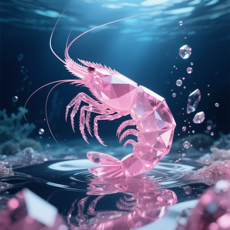 Deepwater Prawn Pink Quartzlike Shell Abstract Art