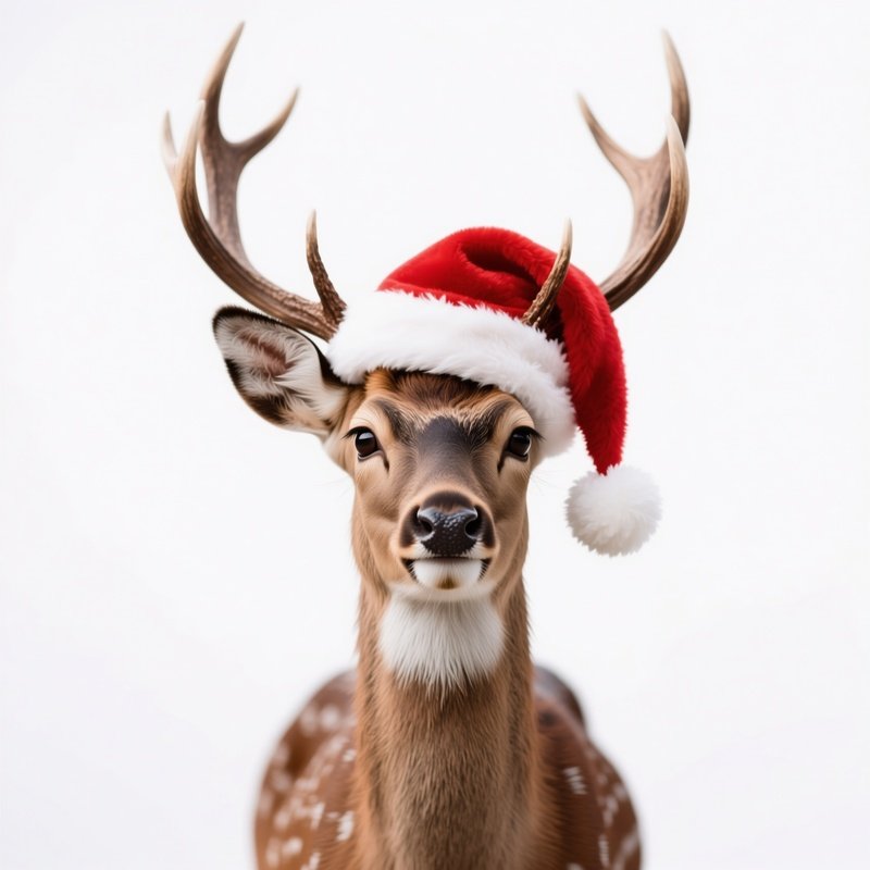 Deer Wearing A Santa Hat Deer Santa Hat