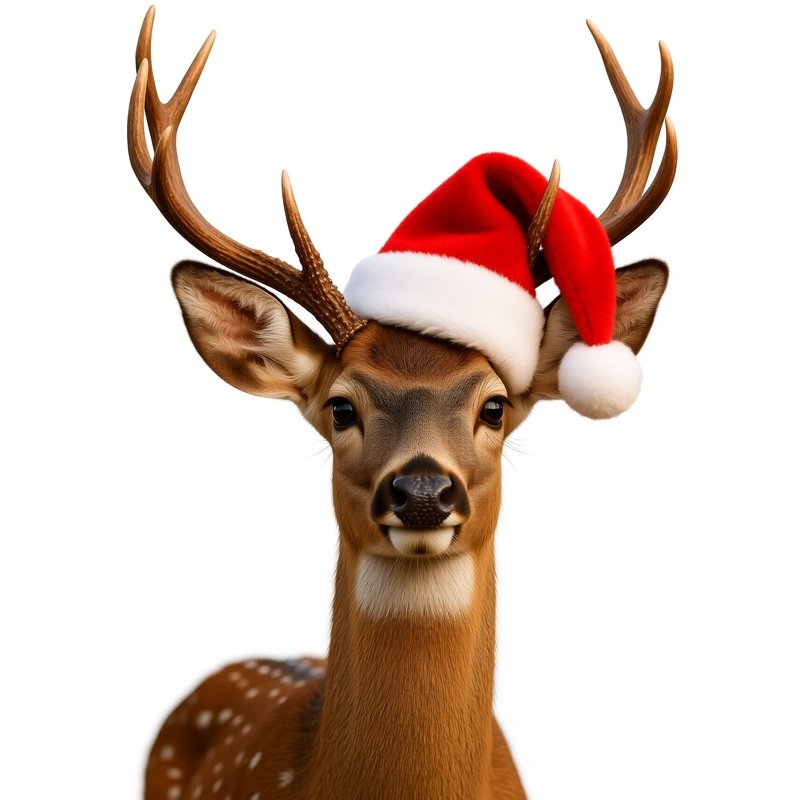 Deer Wearing A Santa Hat Deer Santa Hat