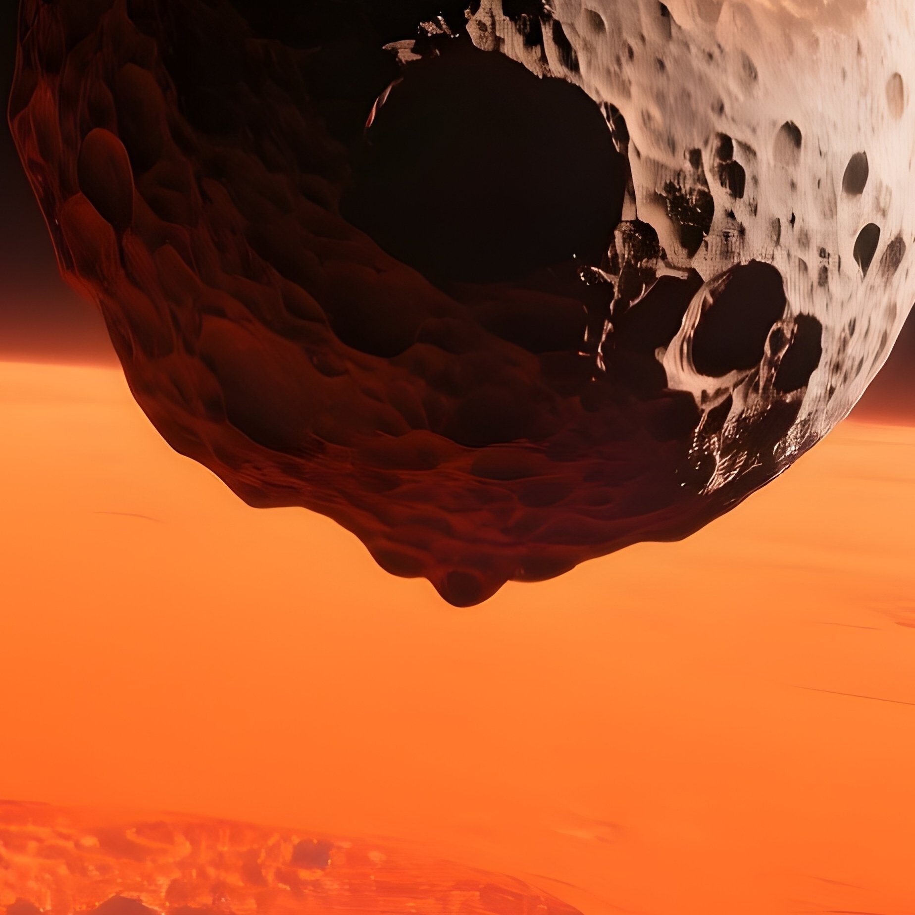 Deimos Orbiting Mars Fantasy - Full Resolution Quality Preview