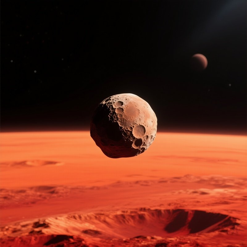 Deimos Over Mars Horizon