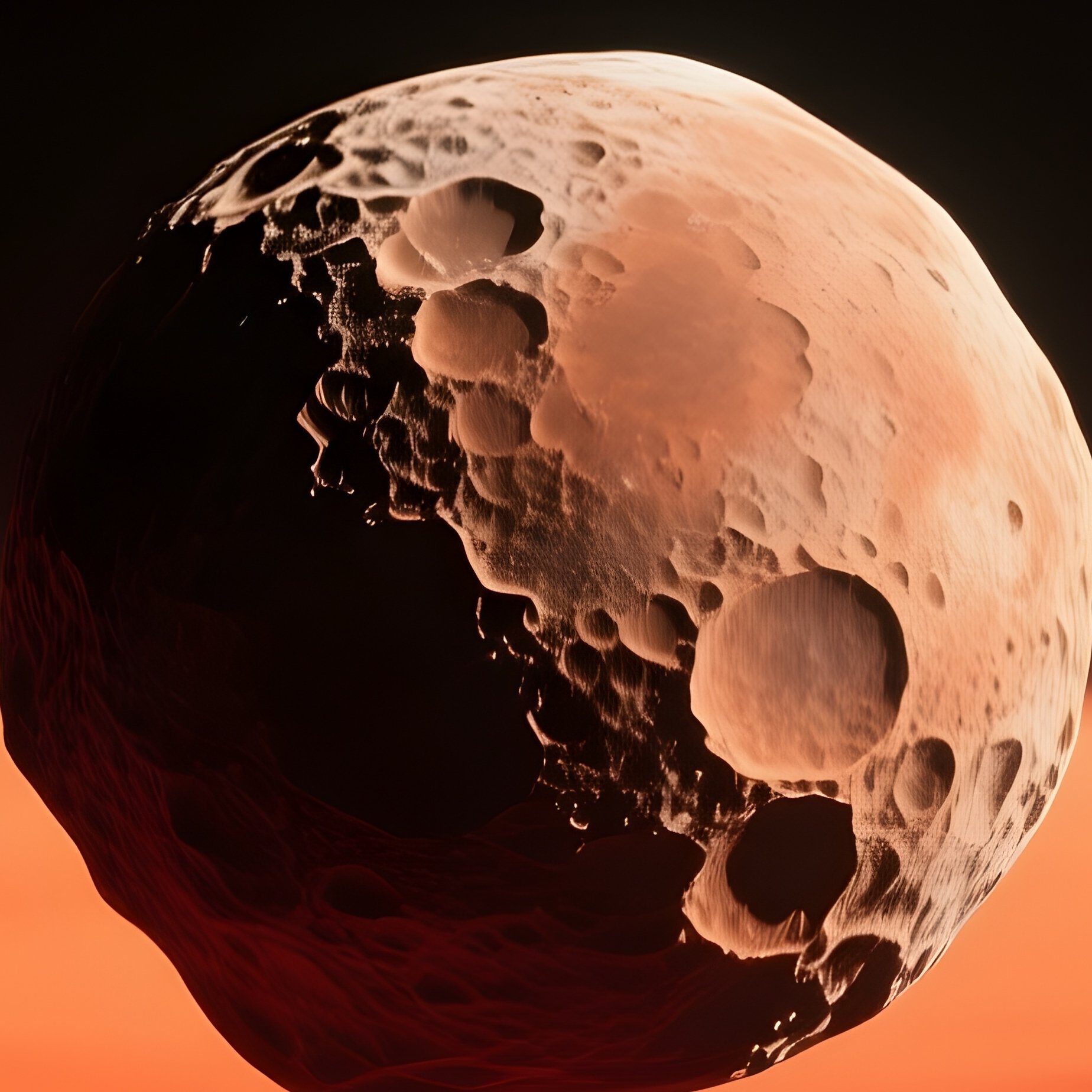 Deimos Over Mars Horizon - Full Resolution Quality Preview