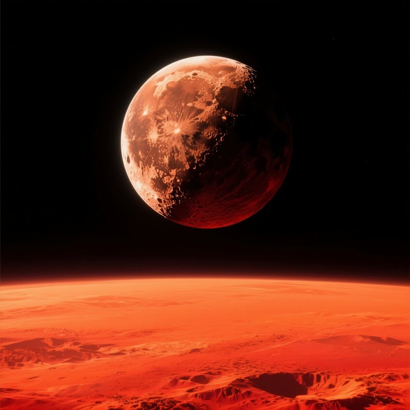 Deimos Over Mars Photorealism