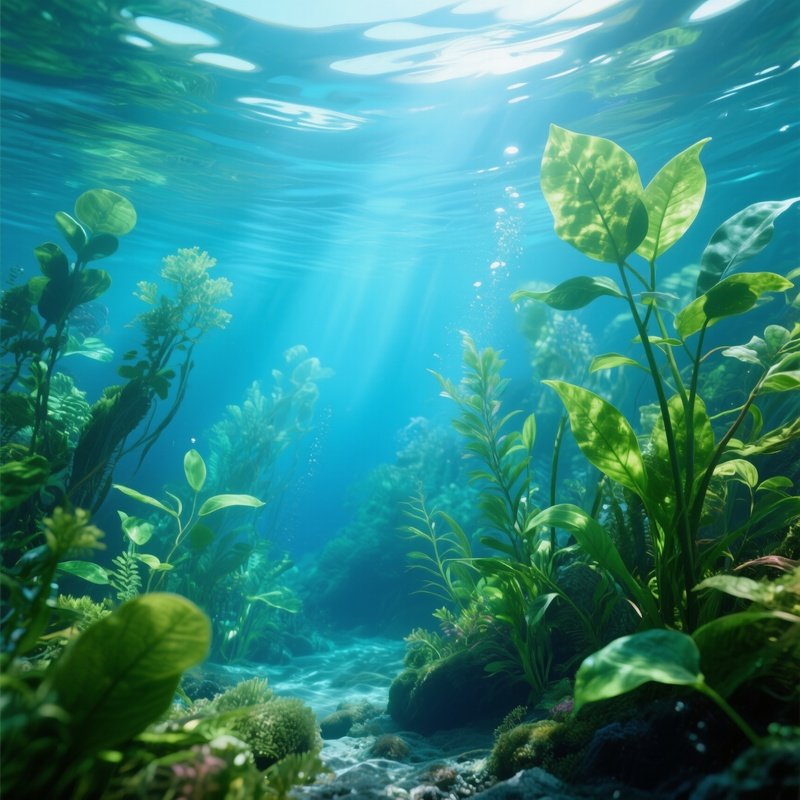 Dense Aquatic Plants Waving Current
