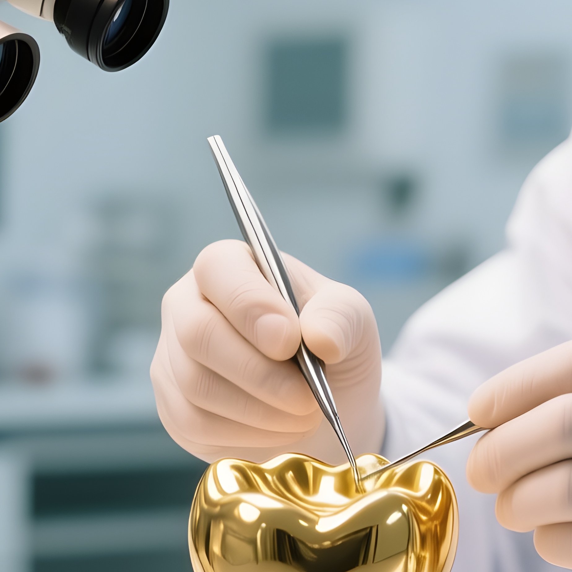 Dentist Crafting Gold Crown Laboratory - Full Resolution Quality Preview