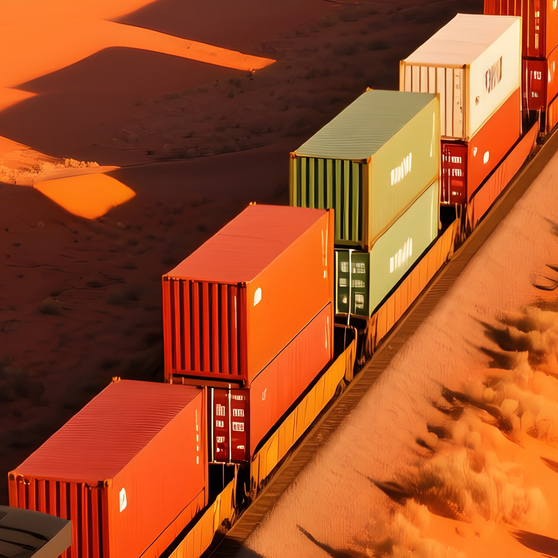 Desert Freight Drone Photograph - Full Resolution Quality Preview