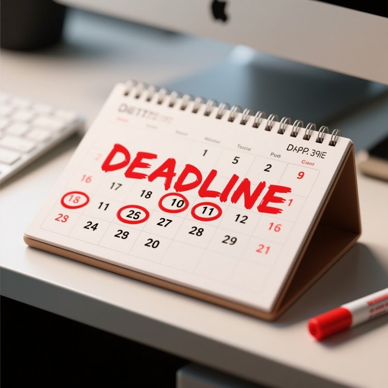 Desk Calendar: A Close Up Of A Desk Blotter Calendar With Dates Circled In Red Marker And "Deadline" Written In Bold Letters.