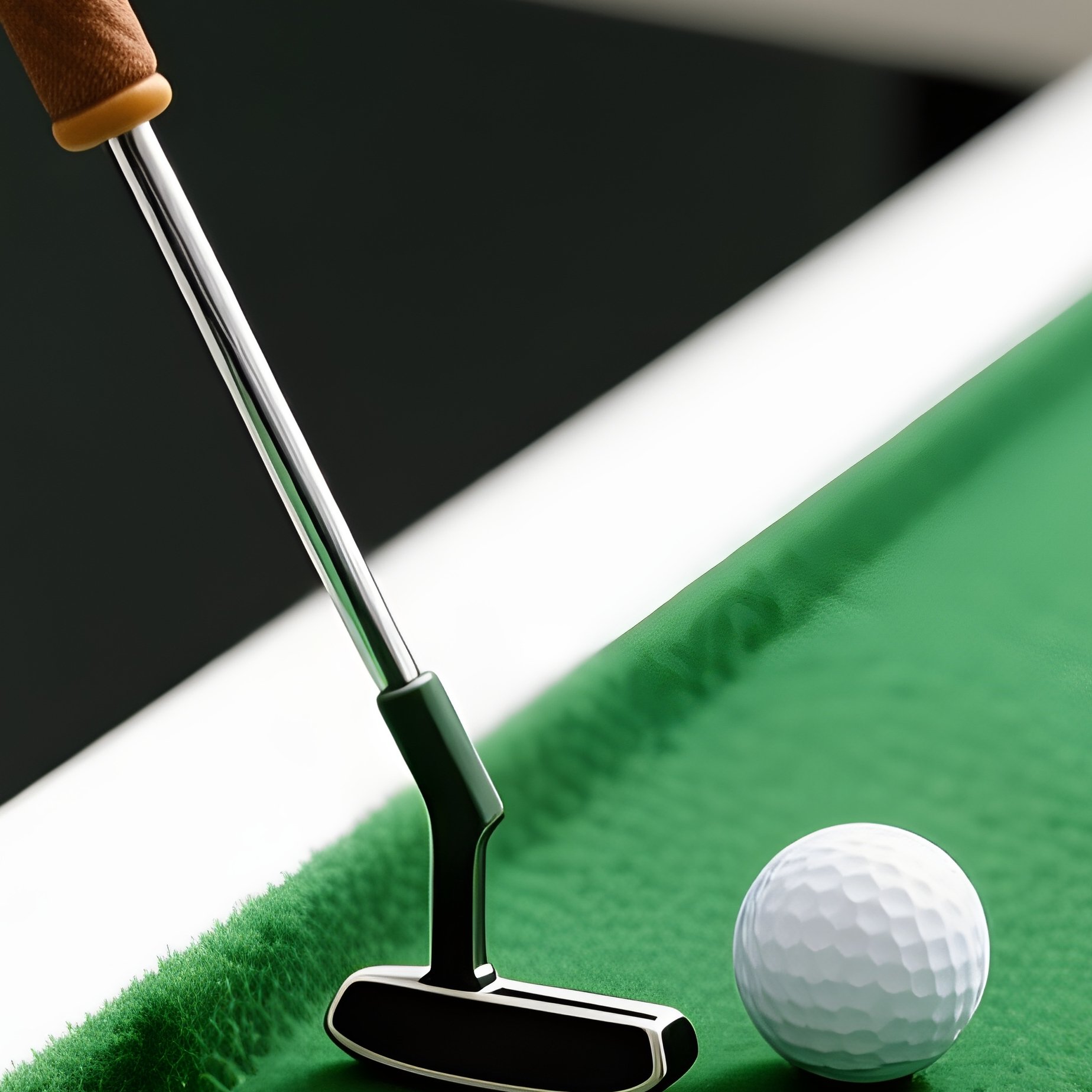 Desktop Mini Golf Green Felt Strip Tiny Putter - Full Resolution Quality Preview
