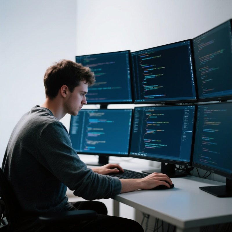 Developer Compiling Code Large Screen Still Life