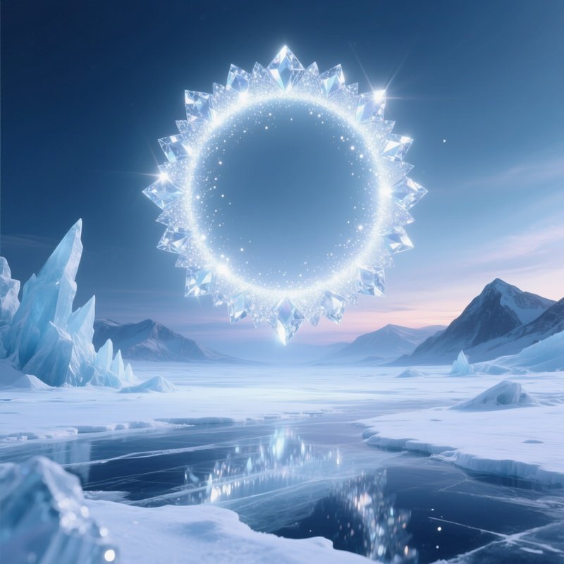 Diamond Dust Halo Floating Above Frozen Tundra