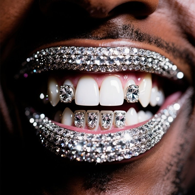 Diamond Teeth Grill Close Up