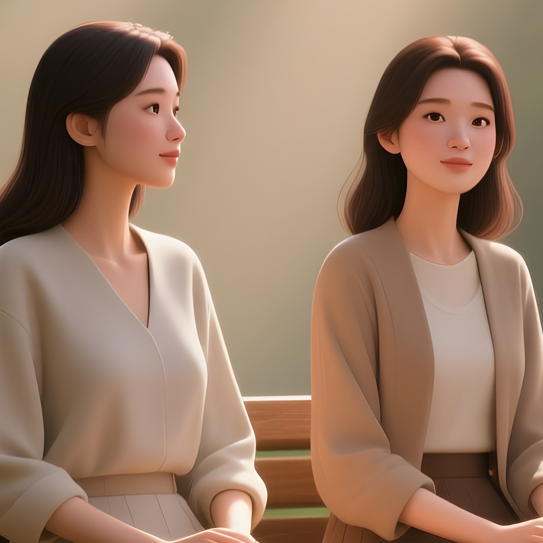 Digital 3D Render Of Late Afternoon Park Bench Scene - Full Resolution Quality Preview