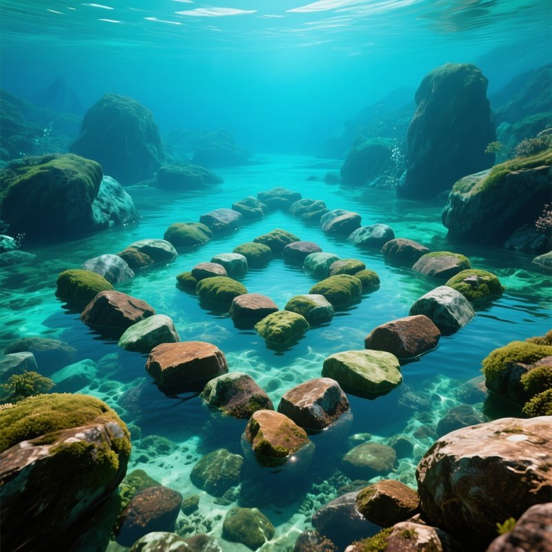 Digital Aquascape With Natural Symmetry Rocks