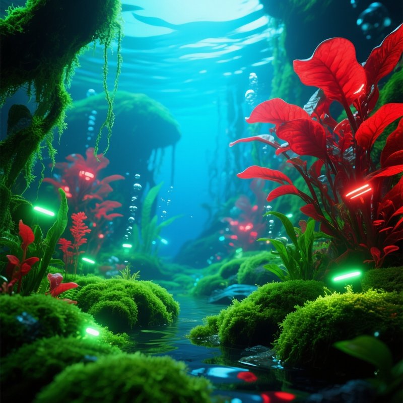 Digital Art Aquascape Moss Plants Led Light
