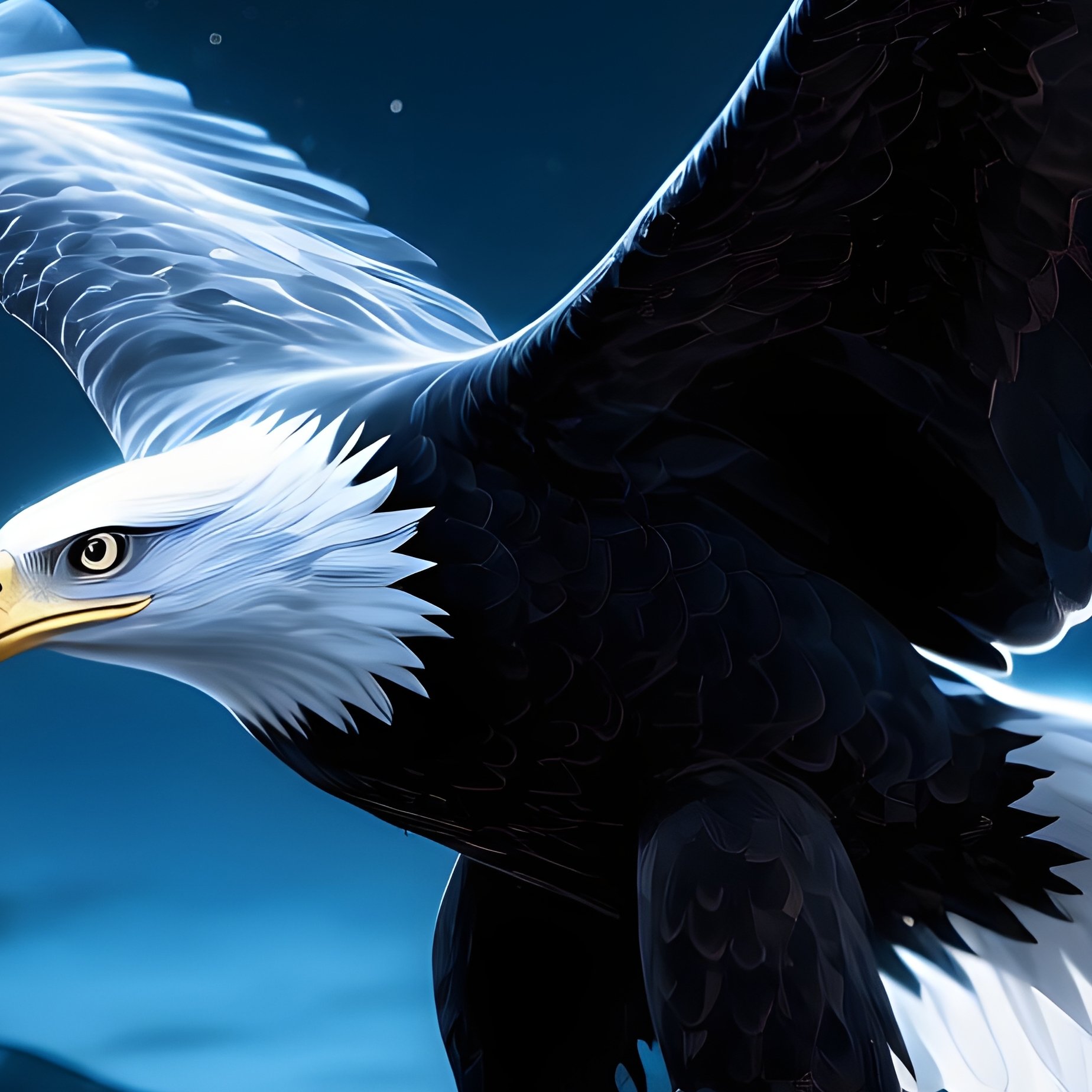 Digital Art Bald Eagle In Night Scene - Full Resolution Quality Preview