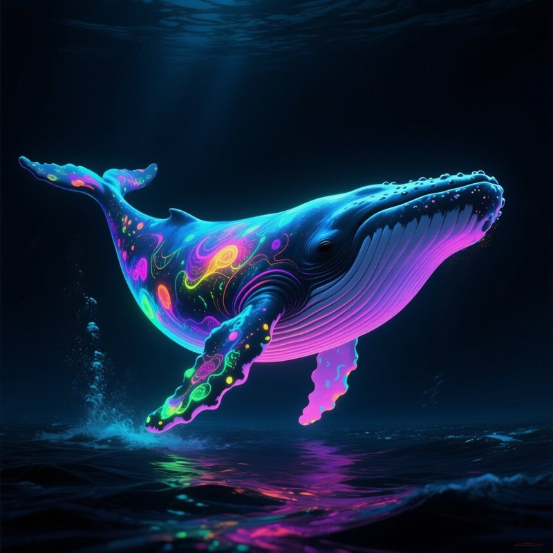 Digital Art Bioluminescent Whale