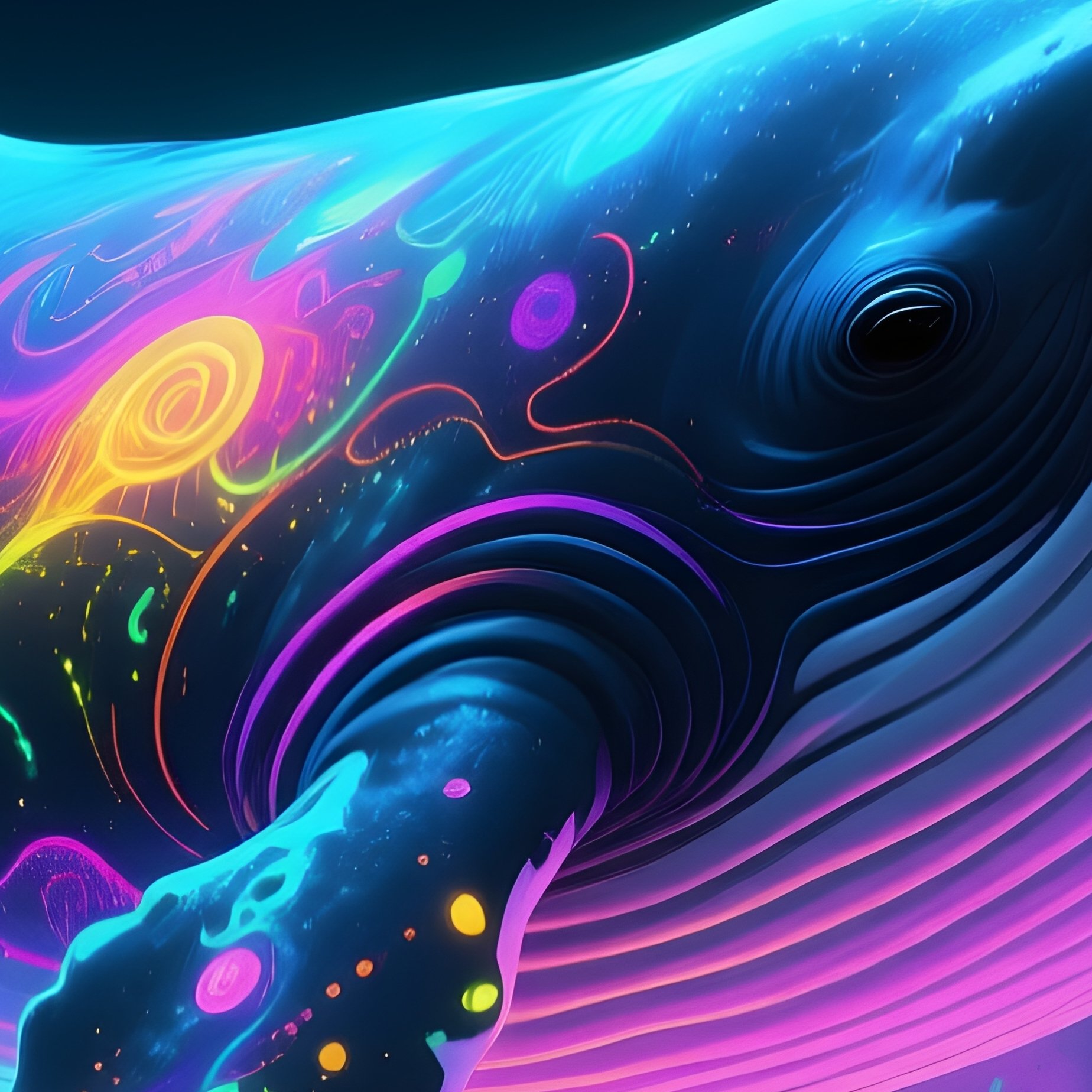 Digital Art Bioluminescent Whale - Full Resolution Quality Preview