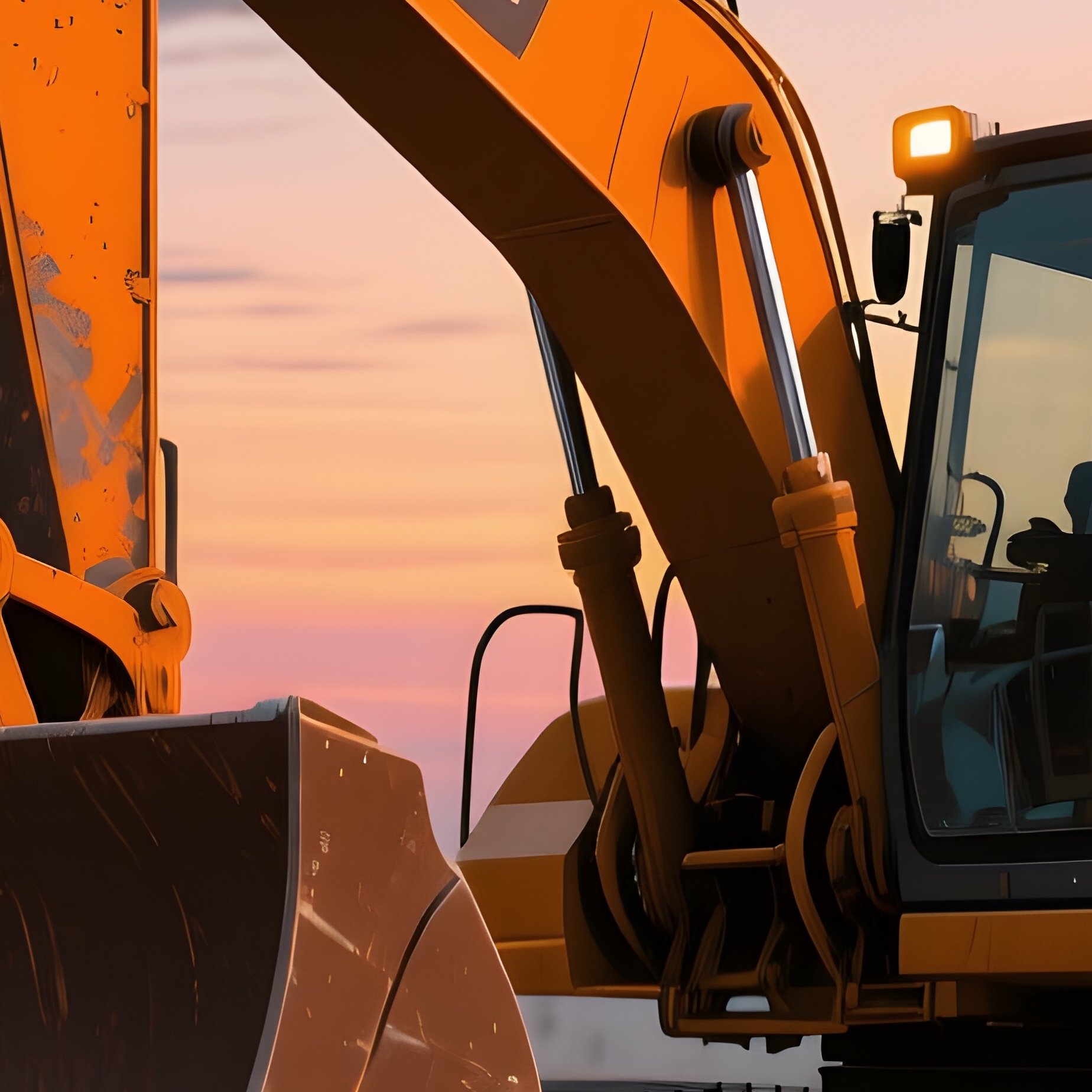 Digital Art Bulldozer Gravel Construction Site Dusk - Full Resolution Quality Preview