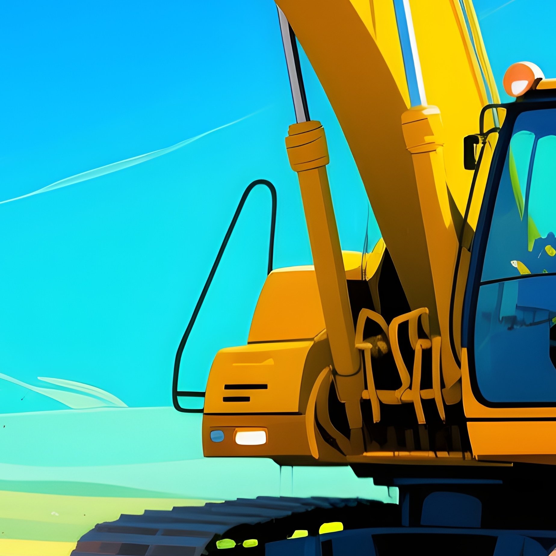 Digital Art Bulldozer Highway Expansion - Full Resolution Quality Preview