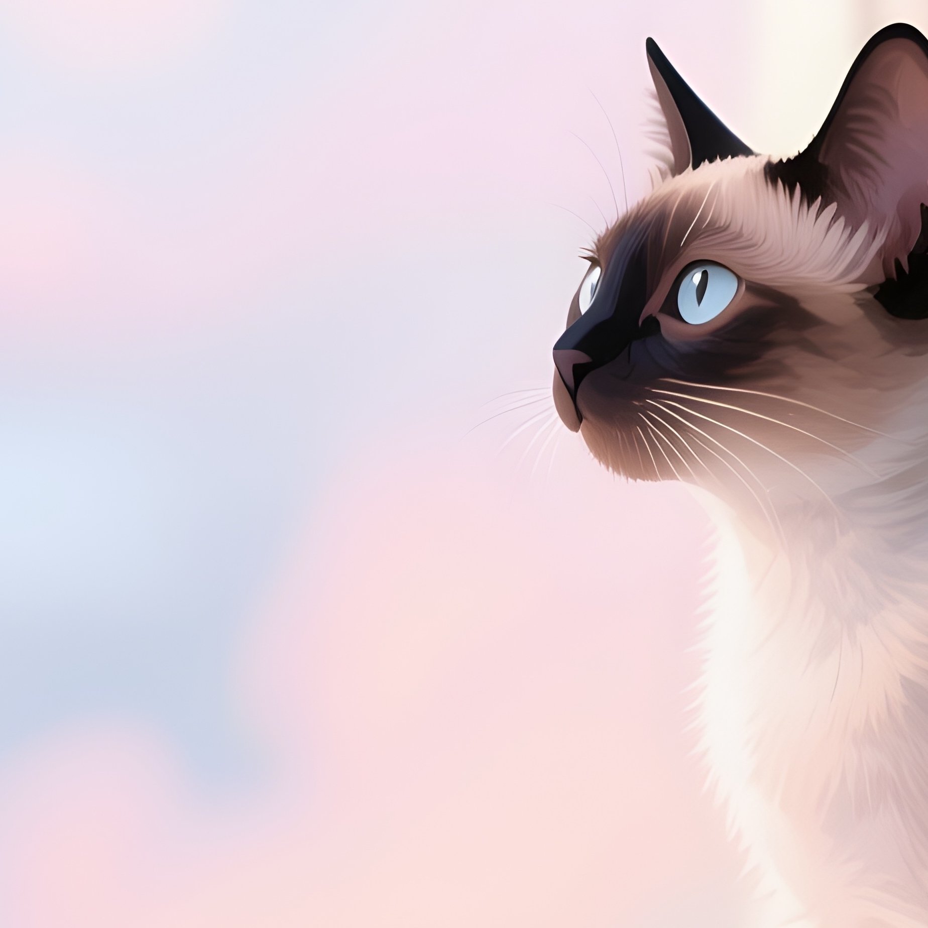 Digital Art Cat Balinese Perched On A Windowsill Looking Outside - Full Resolution Quality Preview