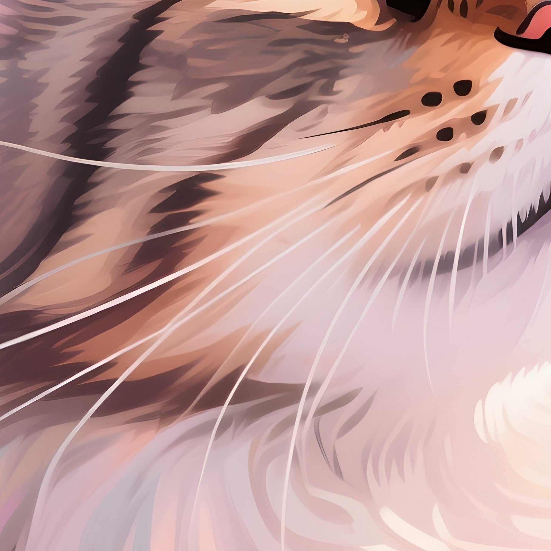 Digital Art Cat Maine Coon Purring With Eyes Half Closed - Full Resolution Quality Preview