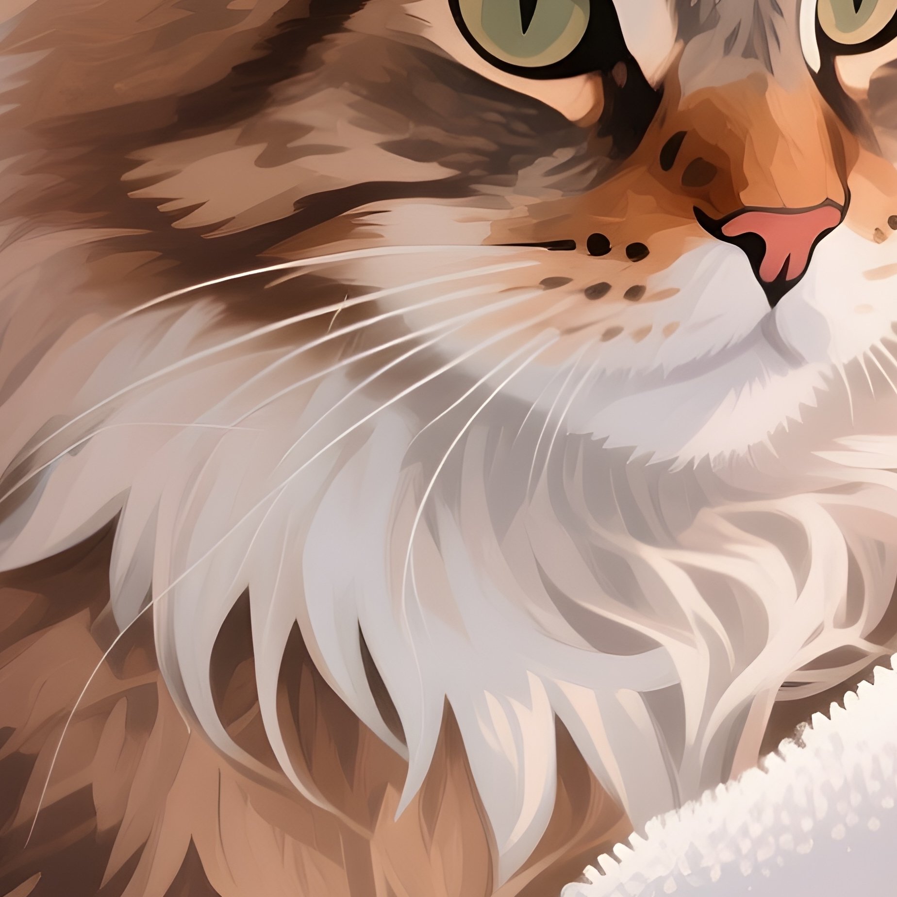 Digital Art Cat Maine Coon Wrapped In Towel After Bath - Full Resolution Quality Preview