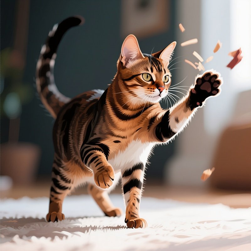 Digital_Art_Cat_Ocicat_Batting_At_Something_With_One_Paw