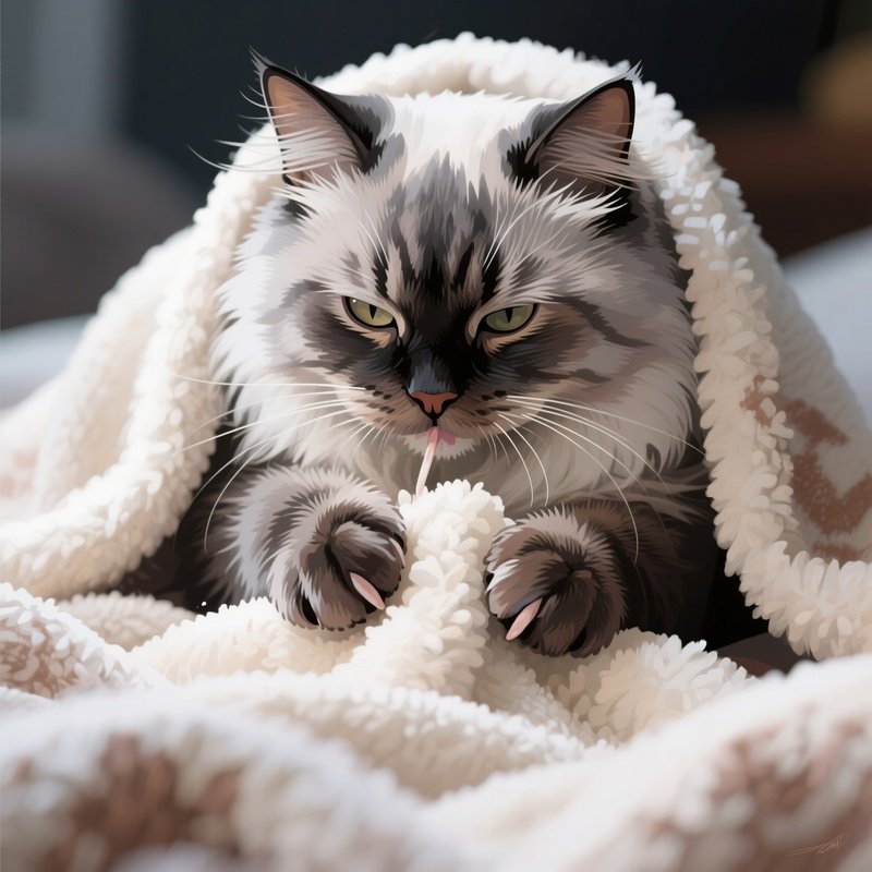 Digital-Art-Cat-Persian-Kneading-Blanket