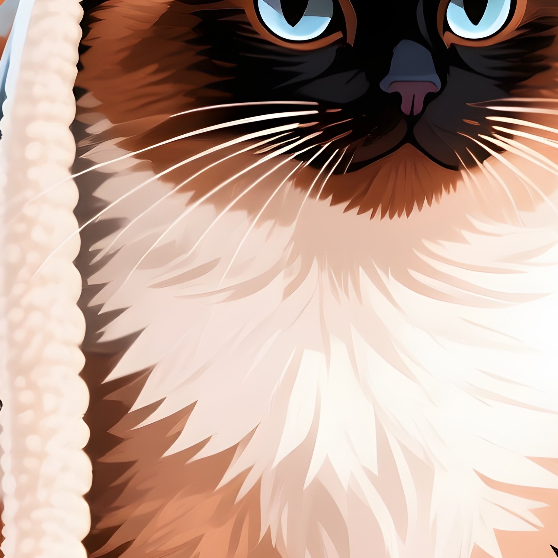 Digital Art Cat Ragamuffin Peeking From Blanket - Full Resolution Quality Preview