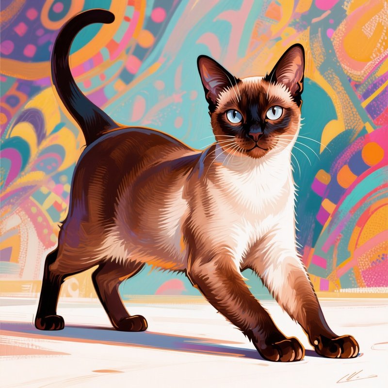 Digital Art Cat Stretching Exotic Shorthair