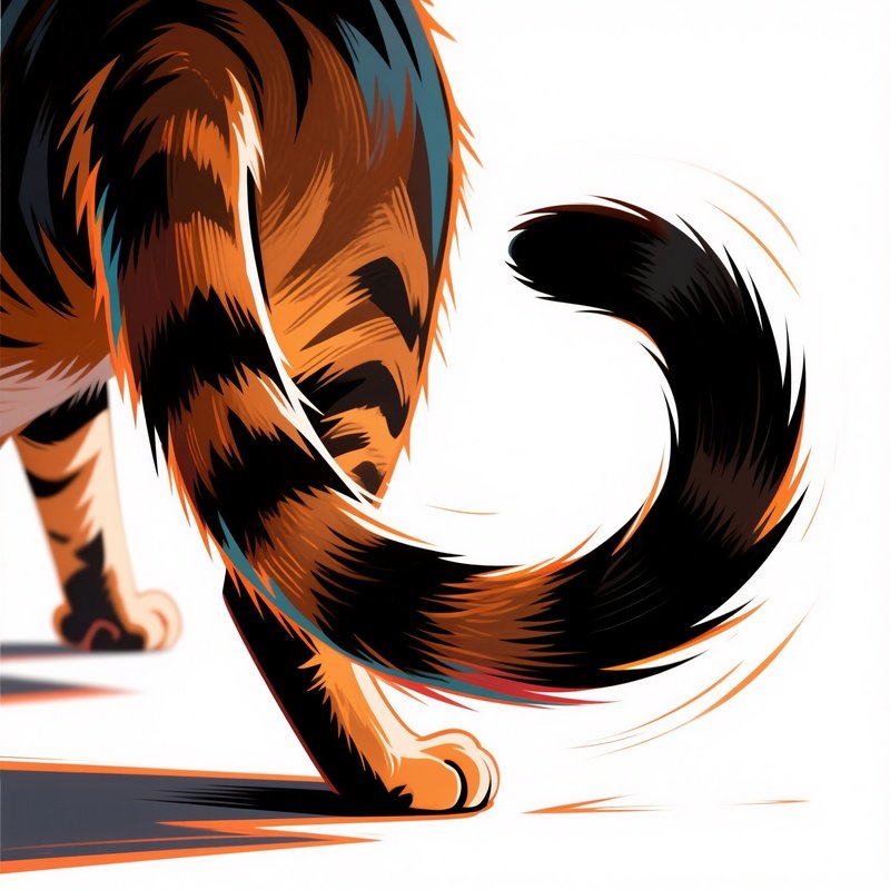 Digital Art Cat Tail Flicking Intense Focus