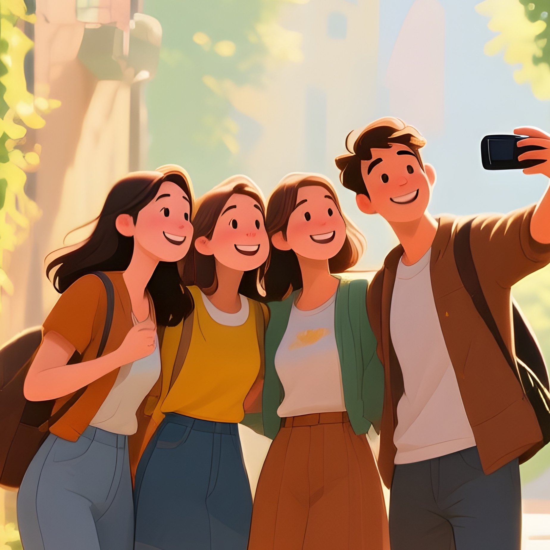 Digital Art Friends Bicycles Narrow Alley Sunlight - Full Resolution Quality Preview