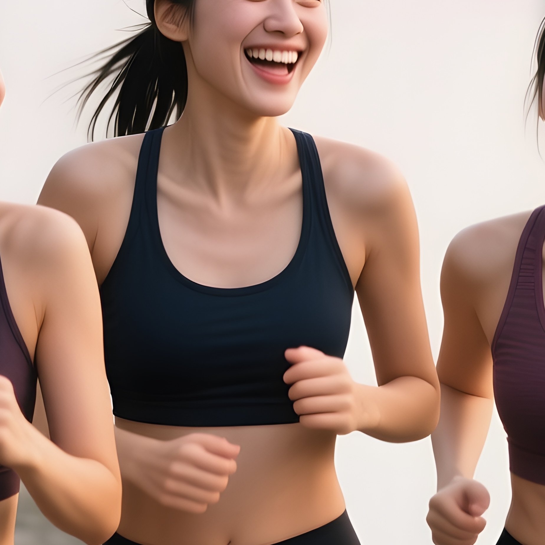 Digital Art Group Sporty Women Morning Run River - Full Resolution Quality Preview