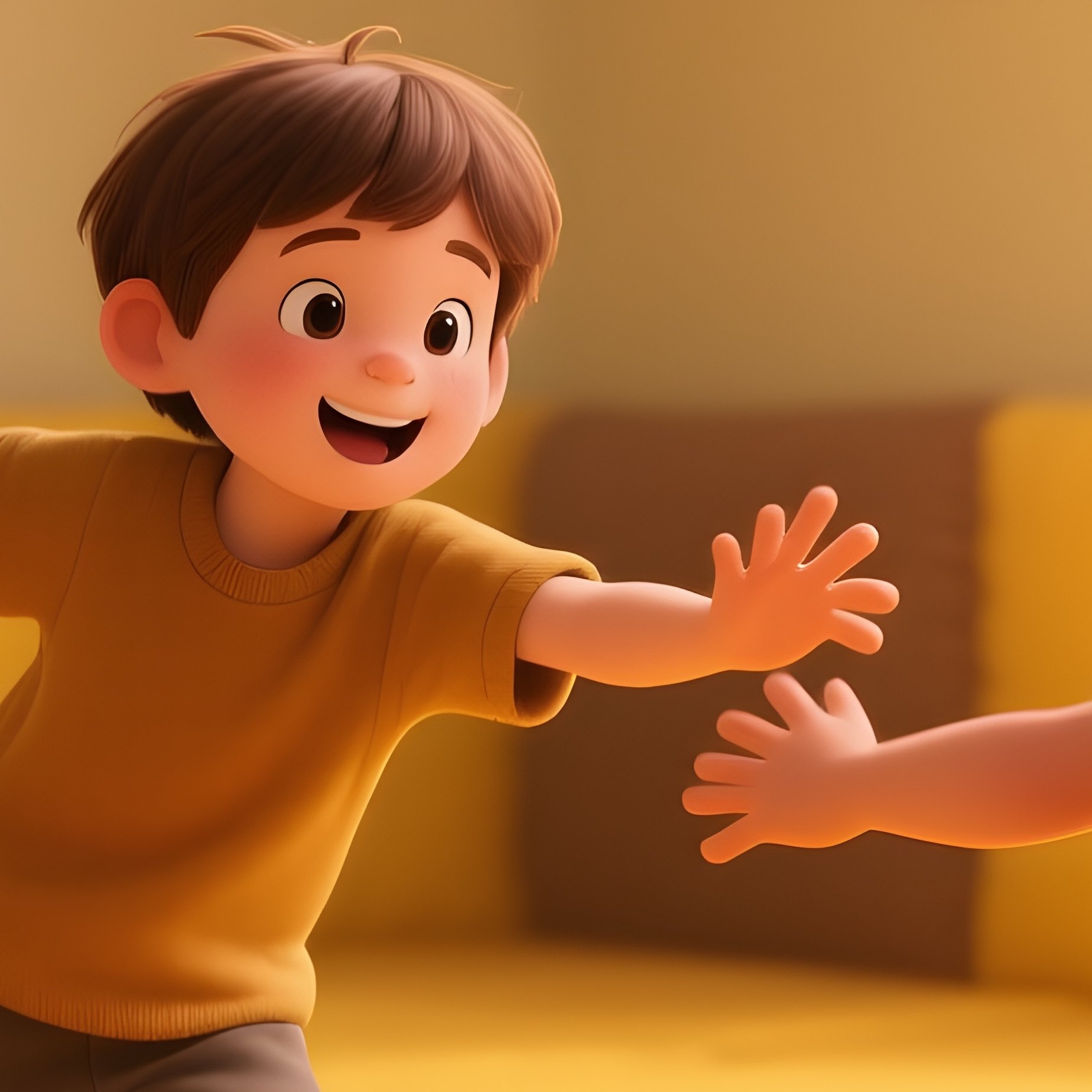 Digital Art Kids Playing Tag On Padded Flooring Under Warm Lights - Full Resolution Quality Preview