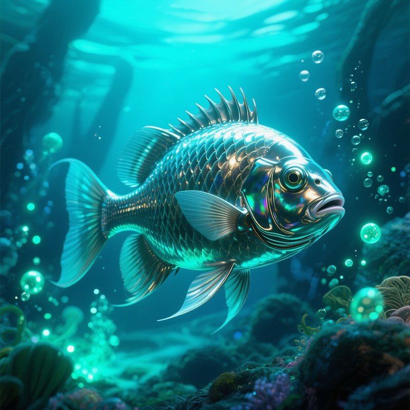 Digital Art Molly Fish Grazing On Algae