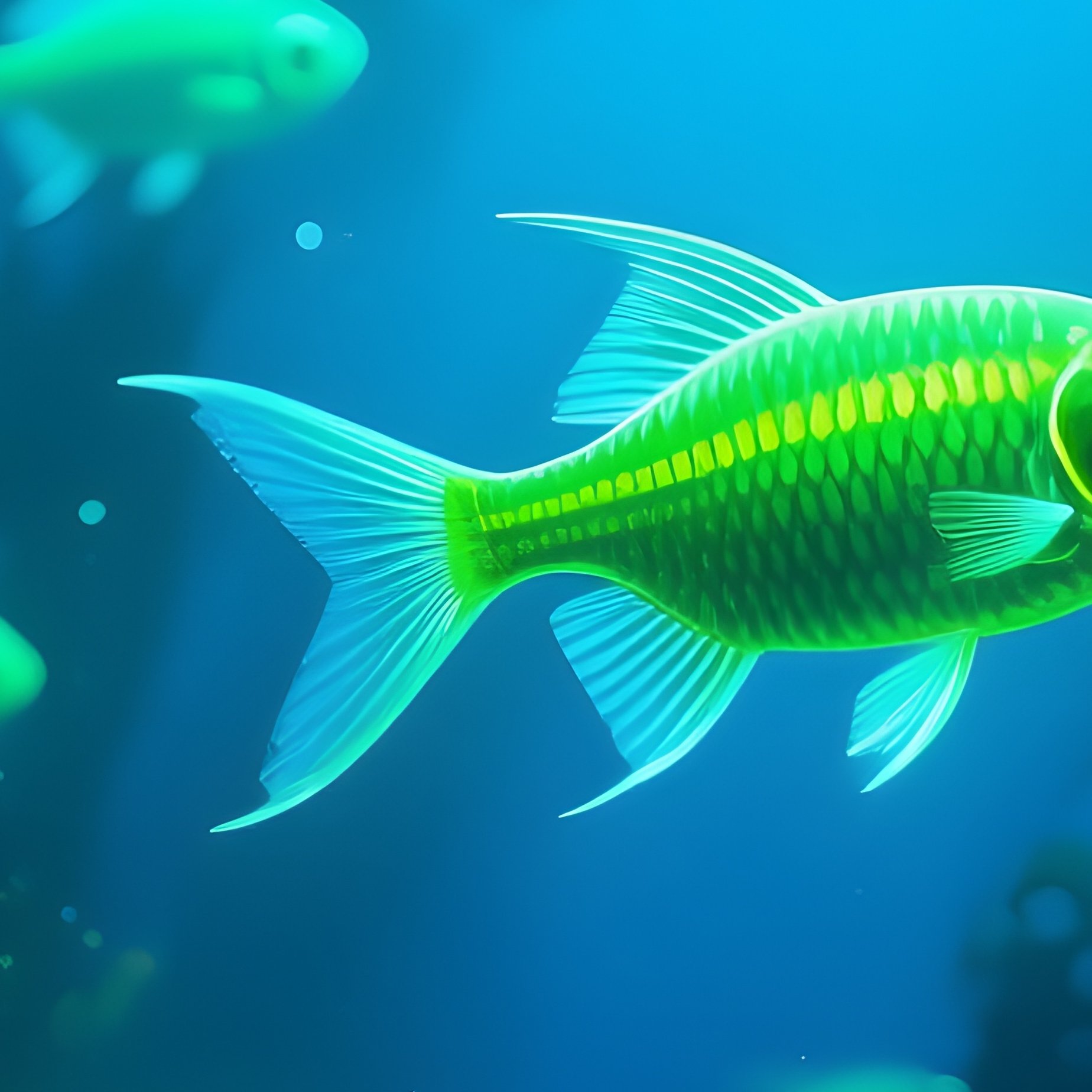 Digital Art Neon Tetras Underwater Lush Green Plants - Full Resolution Quality Preview