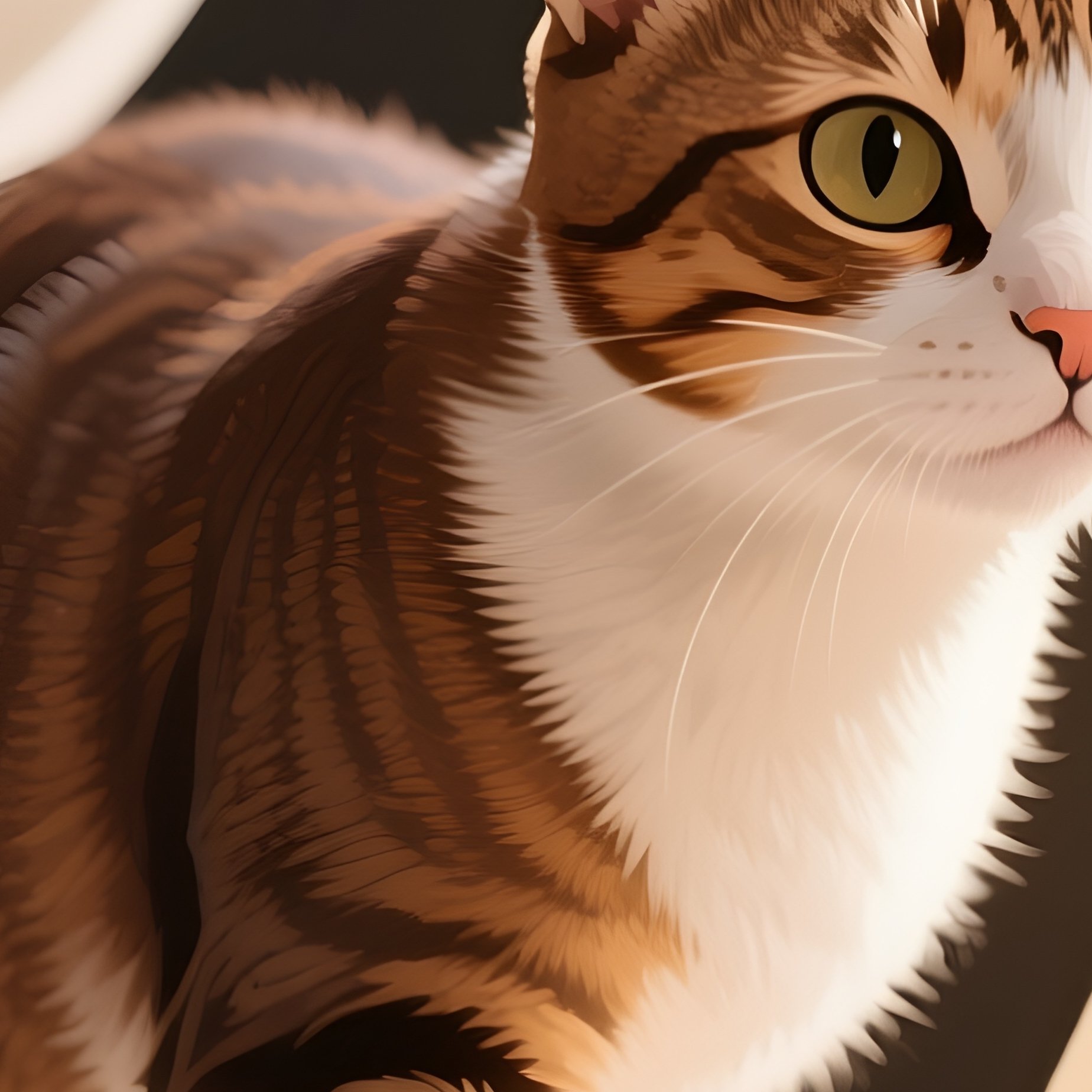 Digital Art Of A Cat Sneaking Between Curtains - Full Resolution Quality Preview