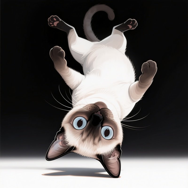 Digital Art Of Cat Balinese Head Upside Down