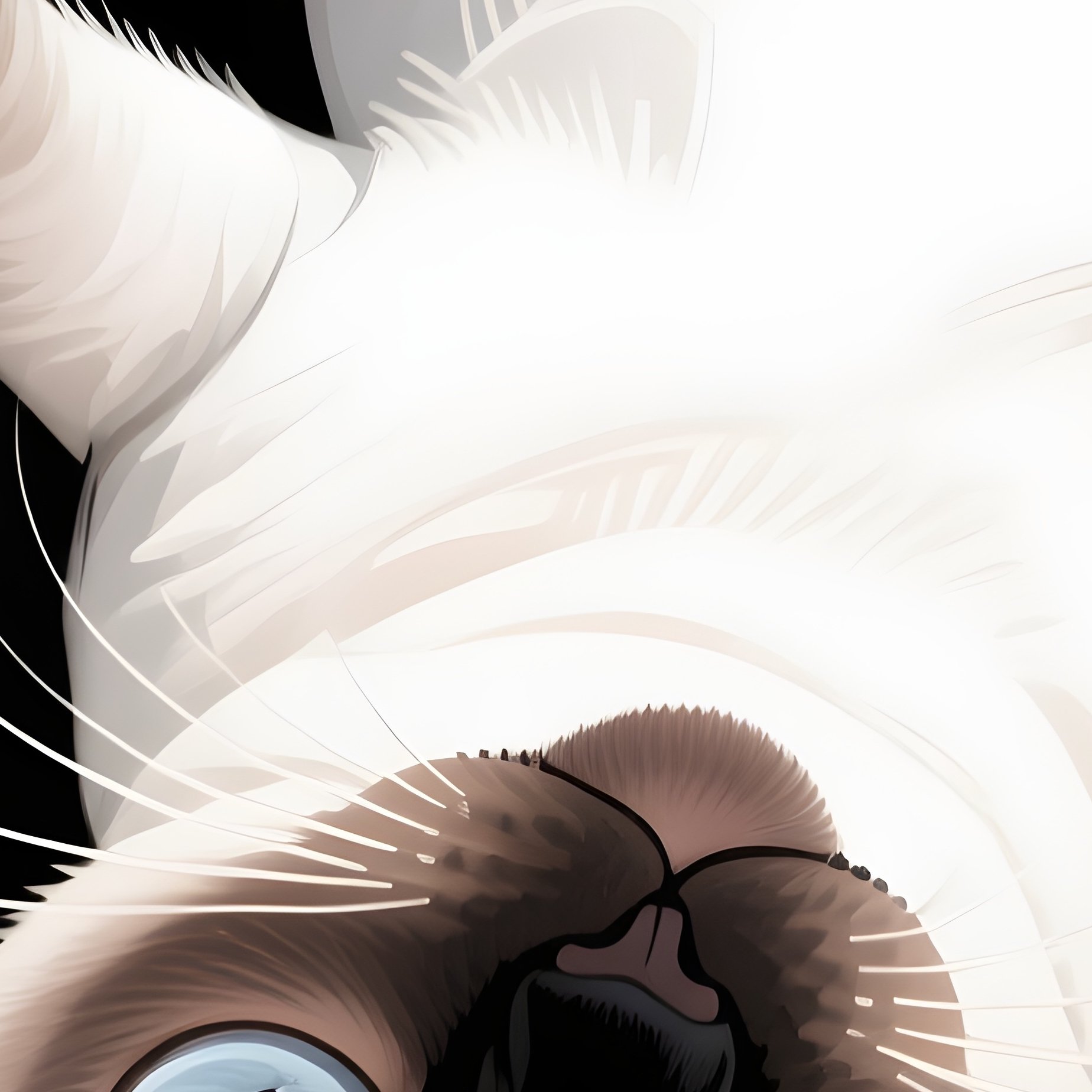 Digital Art Of Cat Balinese Head Upside Down - Full Resolution Quality Preview