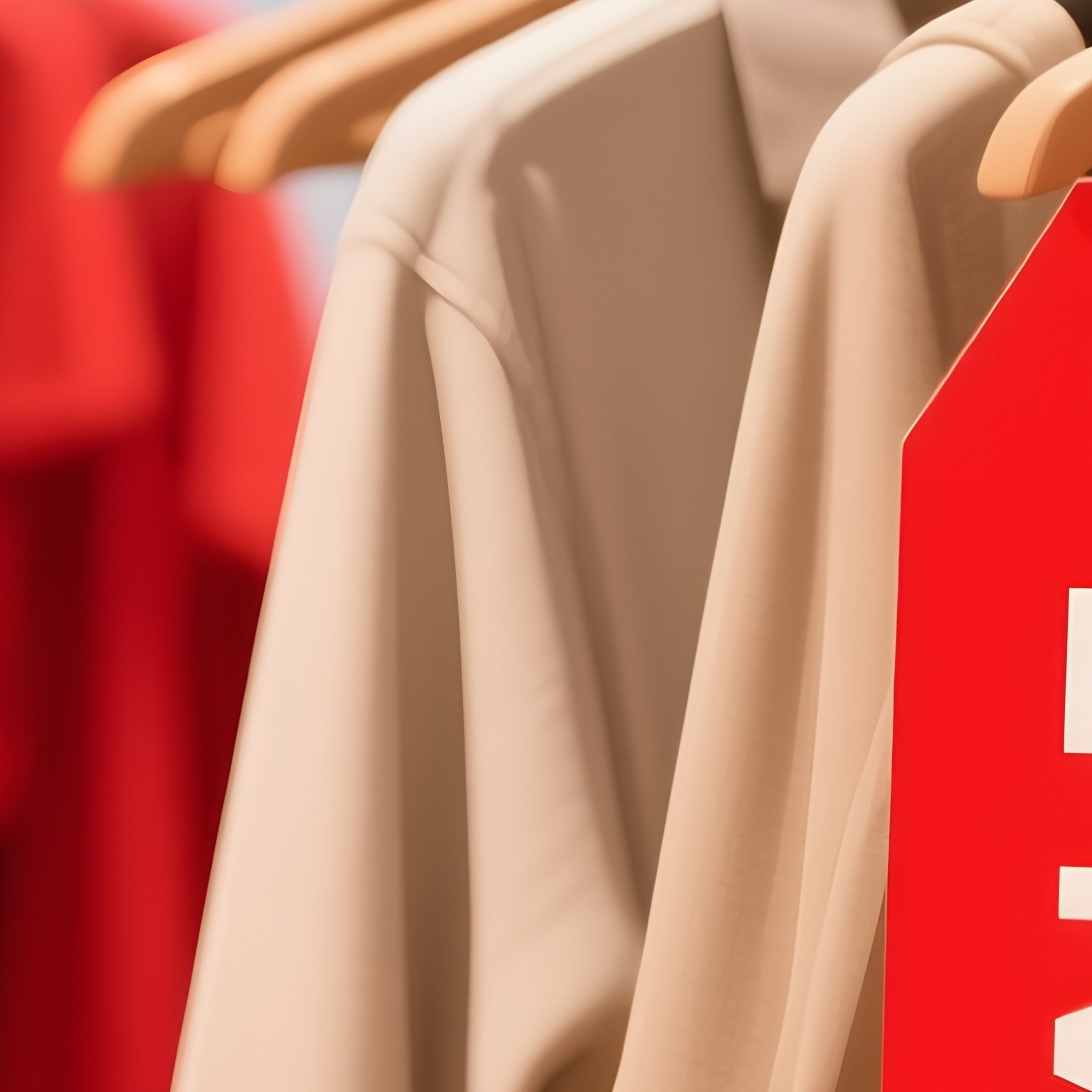 Digital Art Of Clothing Racks With Red And Yellow Sale Tags - Full Resolution Quality Preview