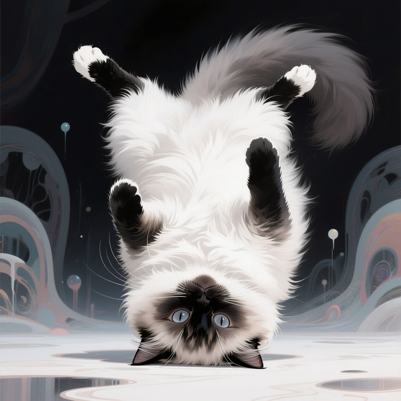 Digital-Art-Persian-Cat-Upside-Down