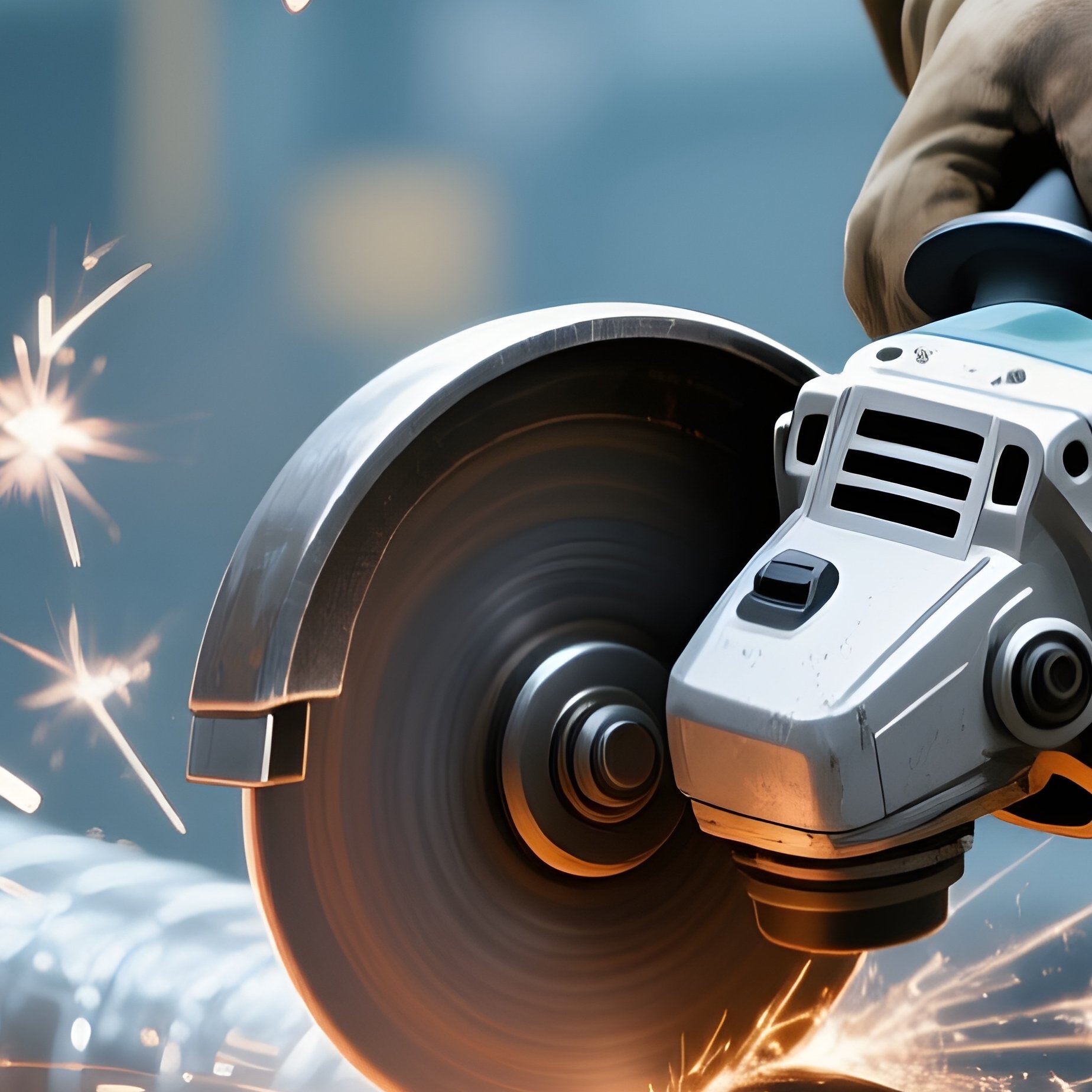 Digital Art Photorealistic Workers Cutting Steel Rods - Full Resolution Quality Preview