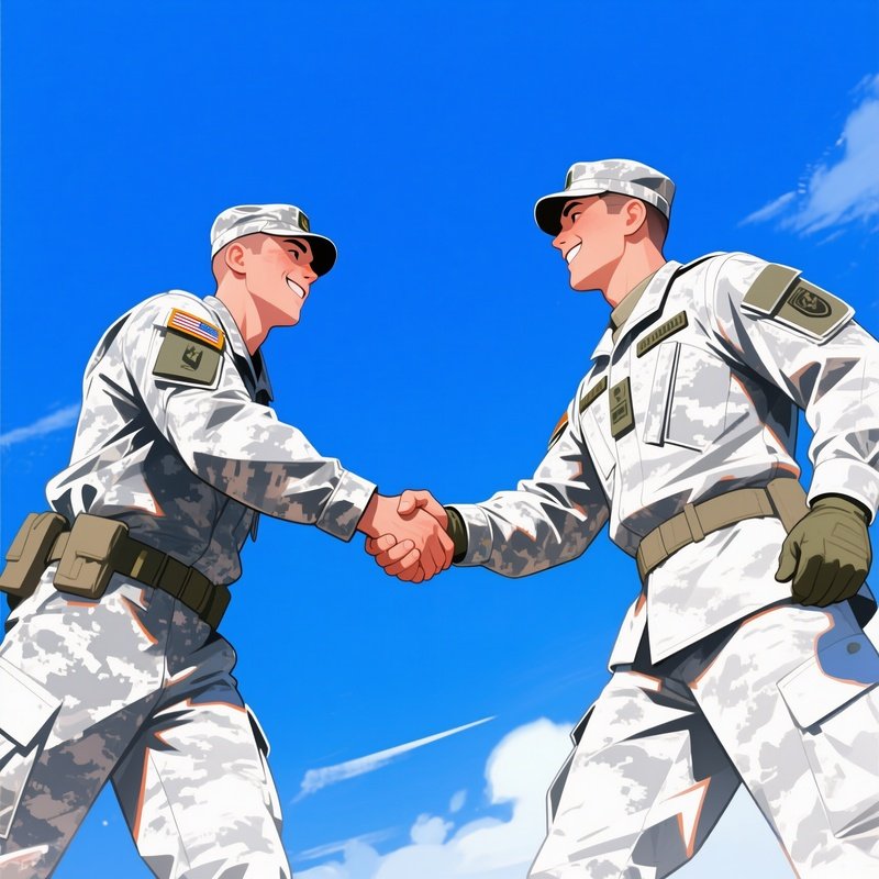 Digital Art Soldiers Handshake Completion Successful Exercise
