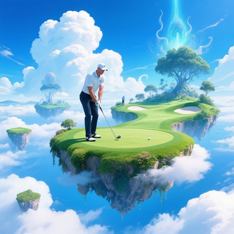 Digital Art Storm Jett Floating Island Golf Course