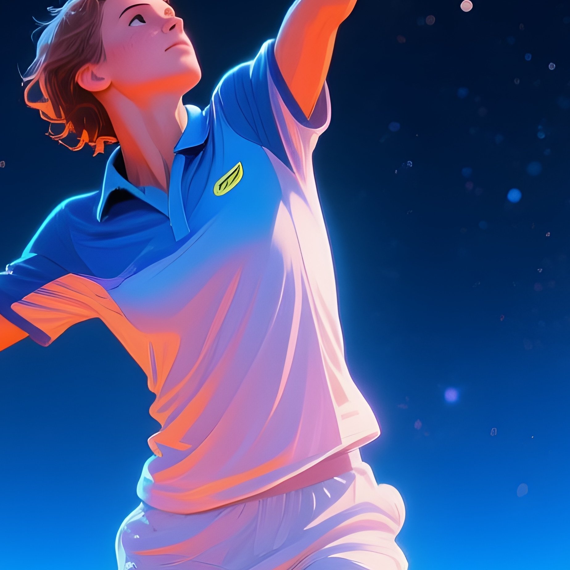 Digital Art Tennis Server Sky Ember Glowing Comet Ball - Full Resolution Quality Preview