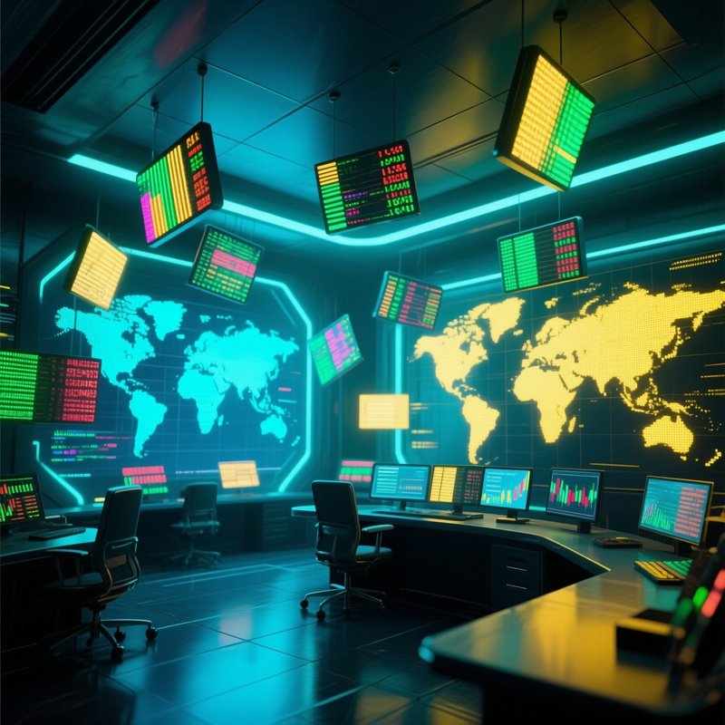 Digital Art Trading Room Led Tickers Global Maps